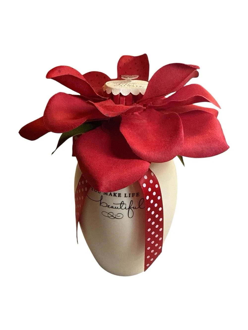 Hallmark Blooming Expressions Open Close Red Rose Vase LOVE YOU ALWAYS  8